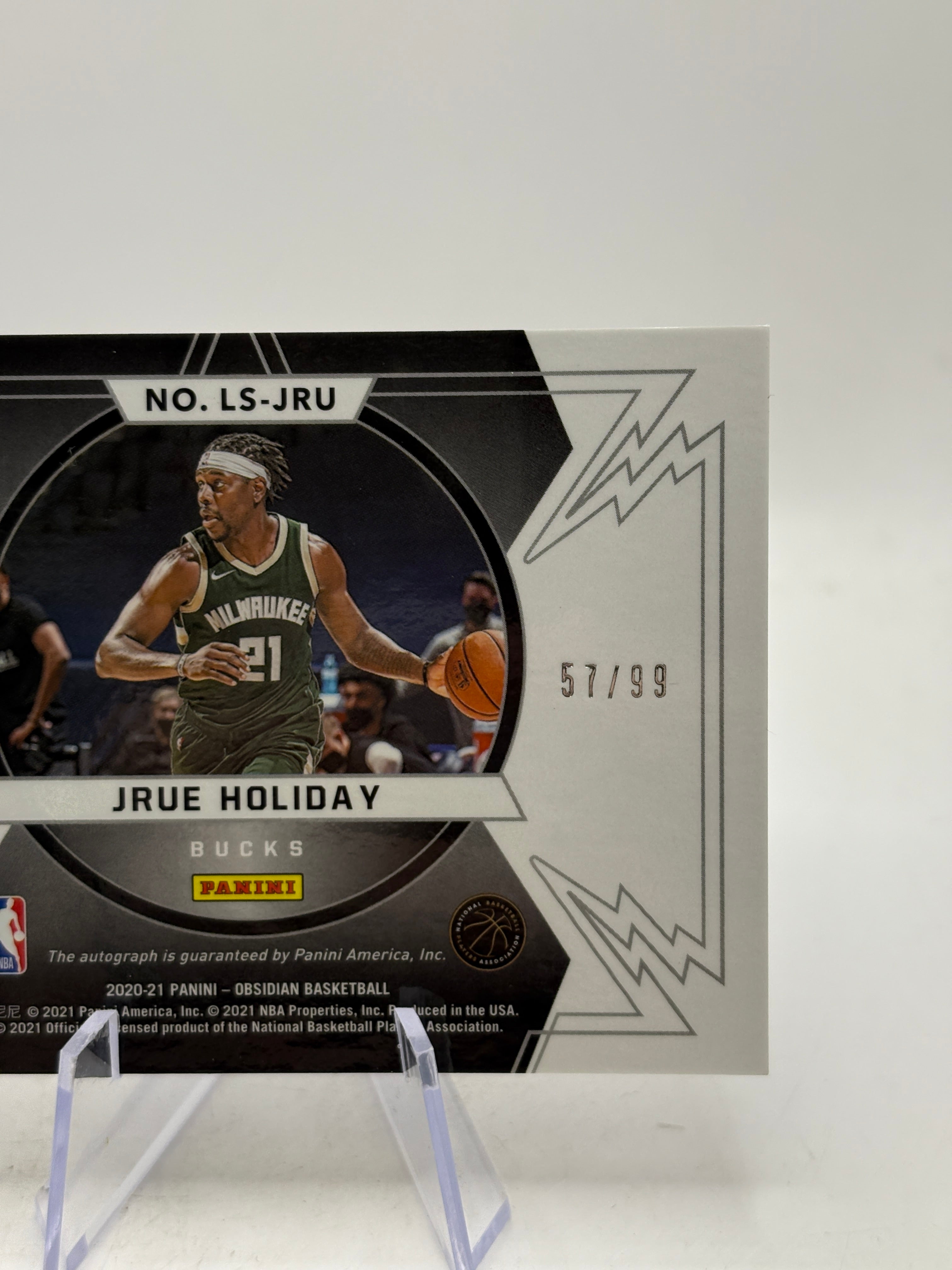 2020-21 Panini Obsidian Basketball LS-JRU Jrue Holiday Auto /99, photo 4